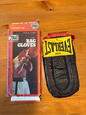 Everlast Black Red Punch Bag Mitts - Men's Training Glove VINTAGE NEW